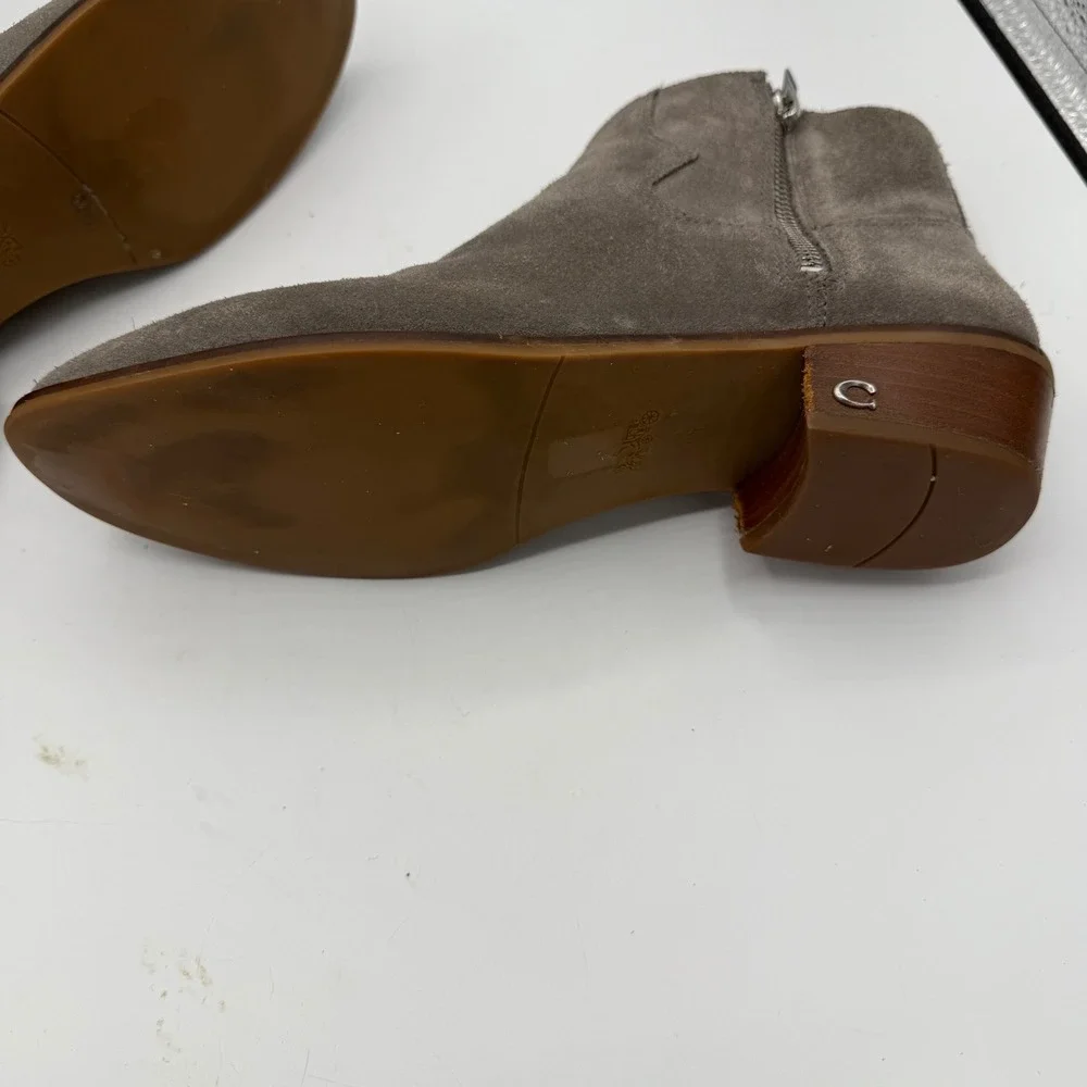 Coach Dani Bootie Western Heather Grey‎ Suede Ankle Boots 7.5B